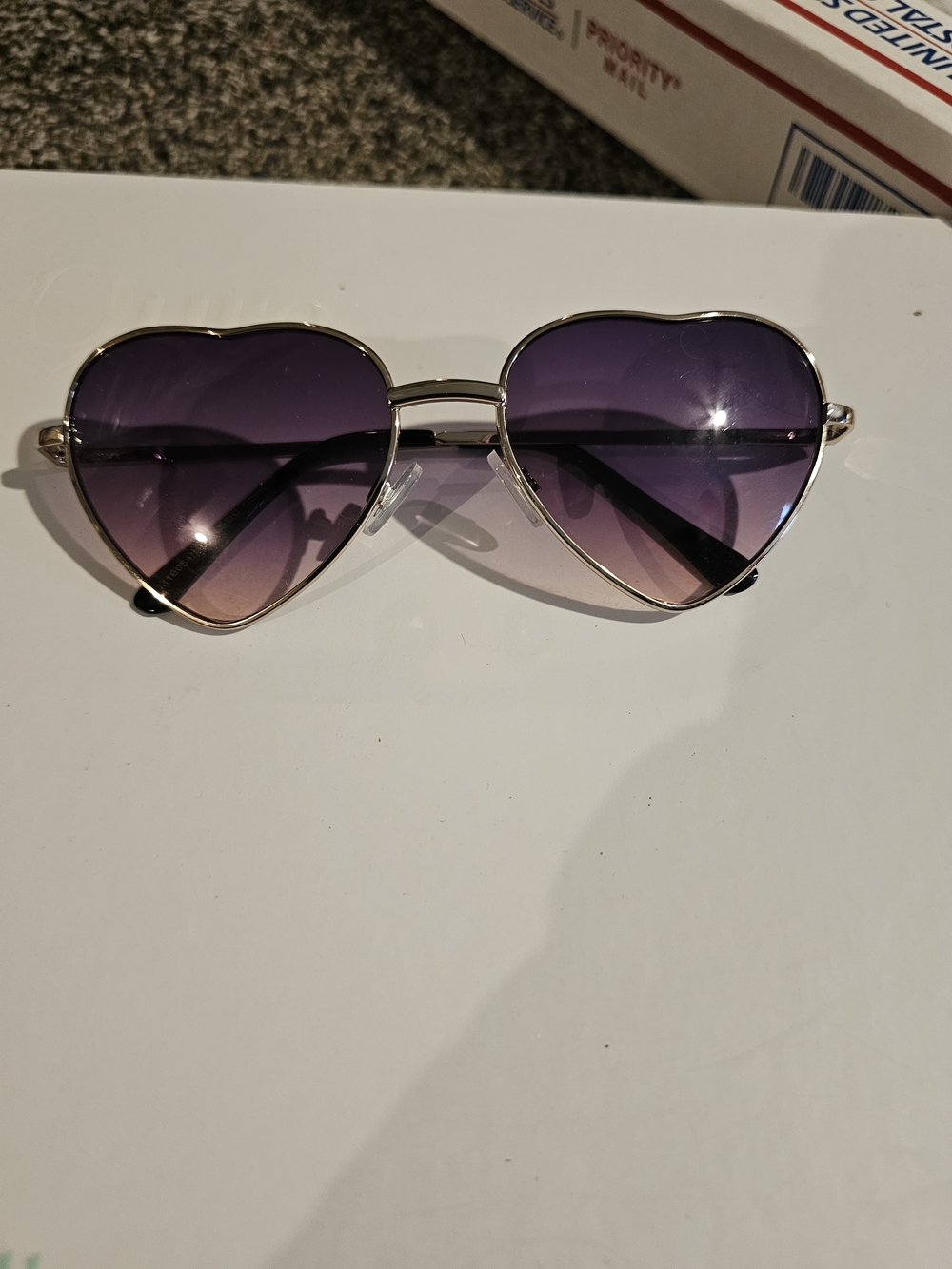 Heart-Shaped Purple Gradient Sunglasses Metal Frame- Women Accessories